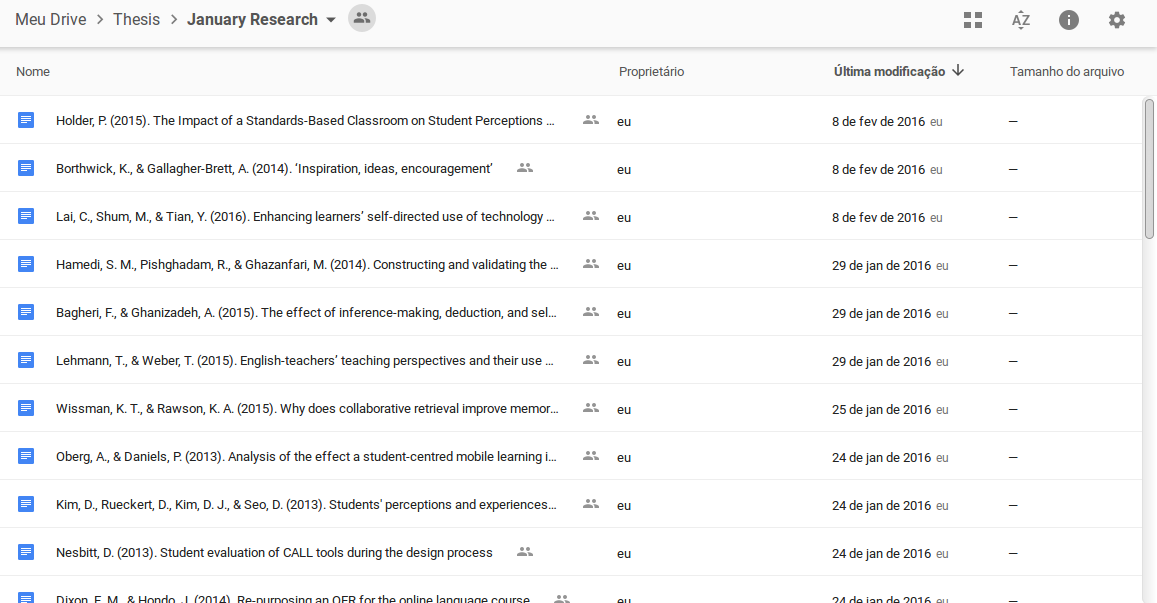 Google Drive folder full of article annotations